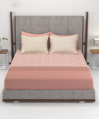 Home Essential King Printed Bedsheet, 144TC, 100% Cotton-Emaar Red