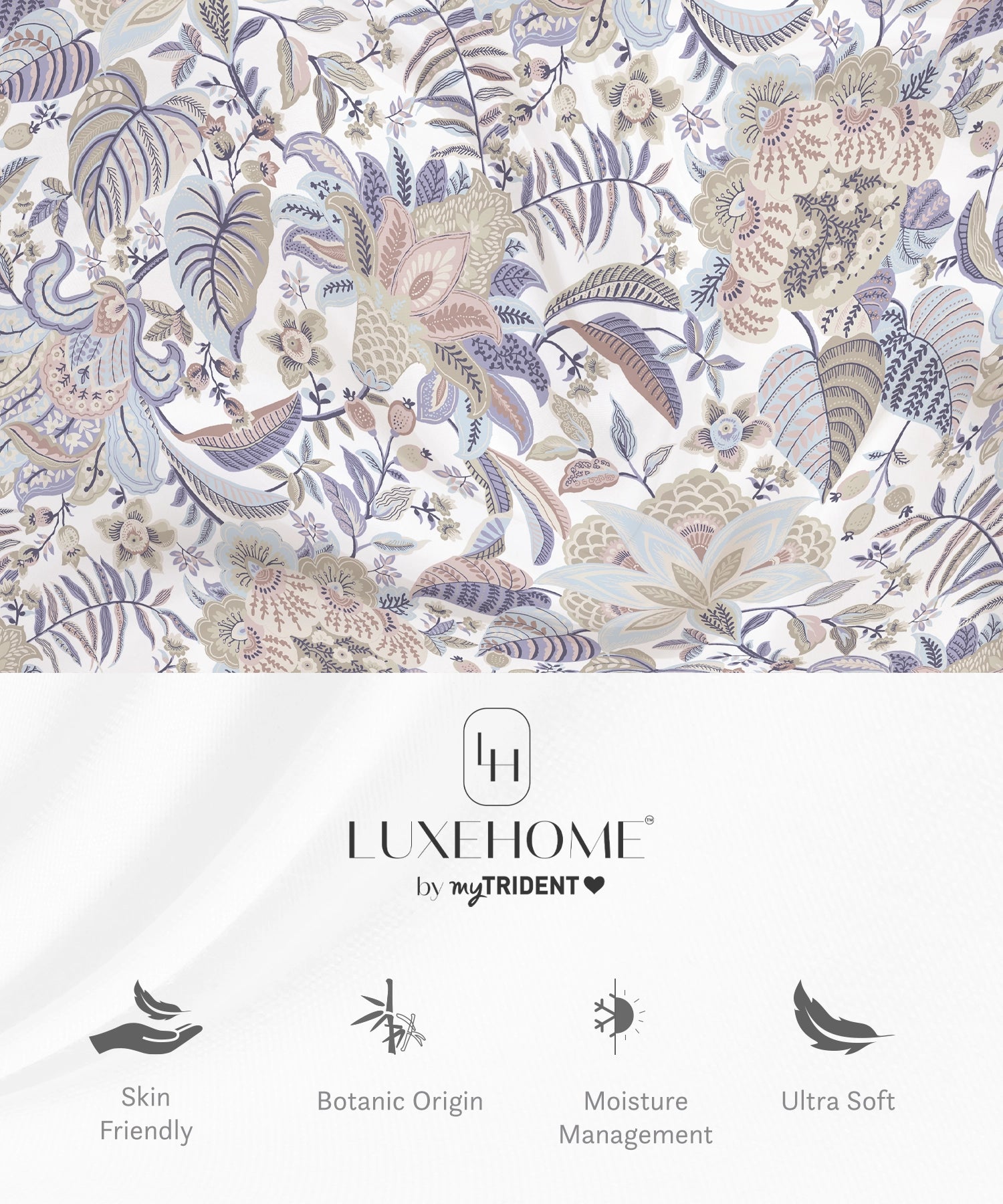 Luxe Home King Bedsheet, Ivy|300 TC Cotton Bamboo|2 Pillow Covers