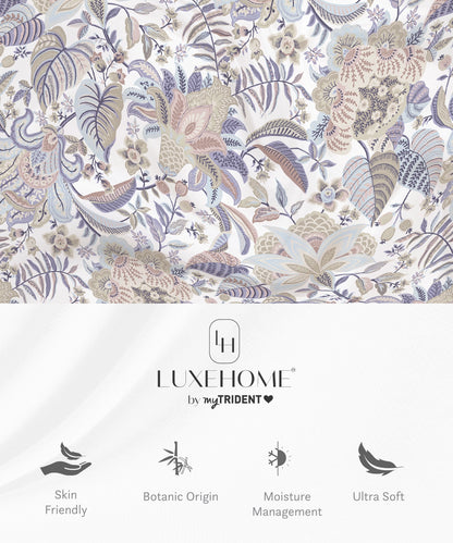 Luxe Home King Bedsheet, Ivy|300 TC Cotton Bamboo|2 Pillow Covers