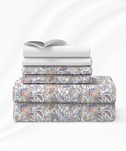 Luxe Home King Bedsheet, Ivy|300 TC Cotton Bamboo|2 Pillow Covers