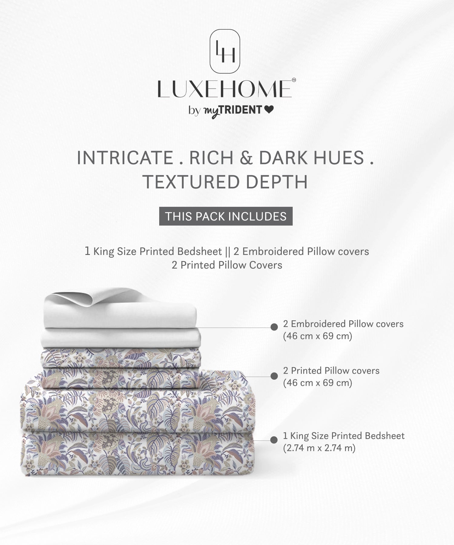 Luxe Home King Bedsheet, Ivy|300 TC Cotton Bamboo|2 Pillow Covers