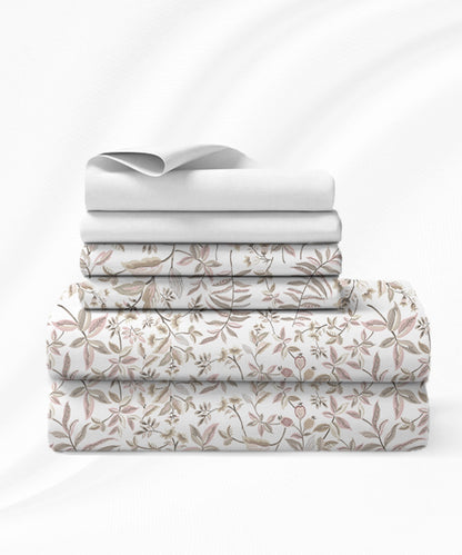 Luxe Home King Bedsheet, Symphony|300 TC Cotton Bamboo|2 Pillow Covers