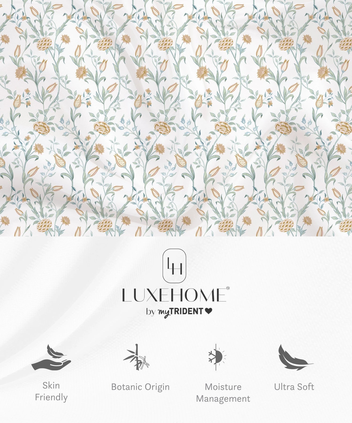 Luxe Home King Bedsheet, Amber|300 TC Cotton Bamboo|2 Pillow Covers
