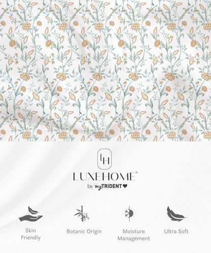 Luxe Home King Bedsheet, Amber|300 TC Cotton Bamboo|2 Pillow Covers