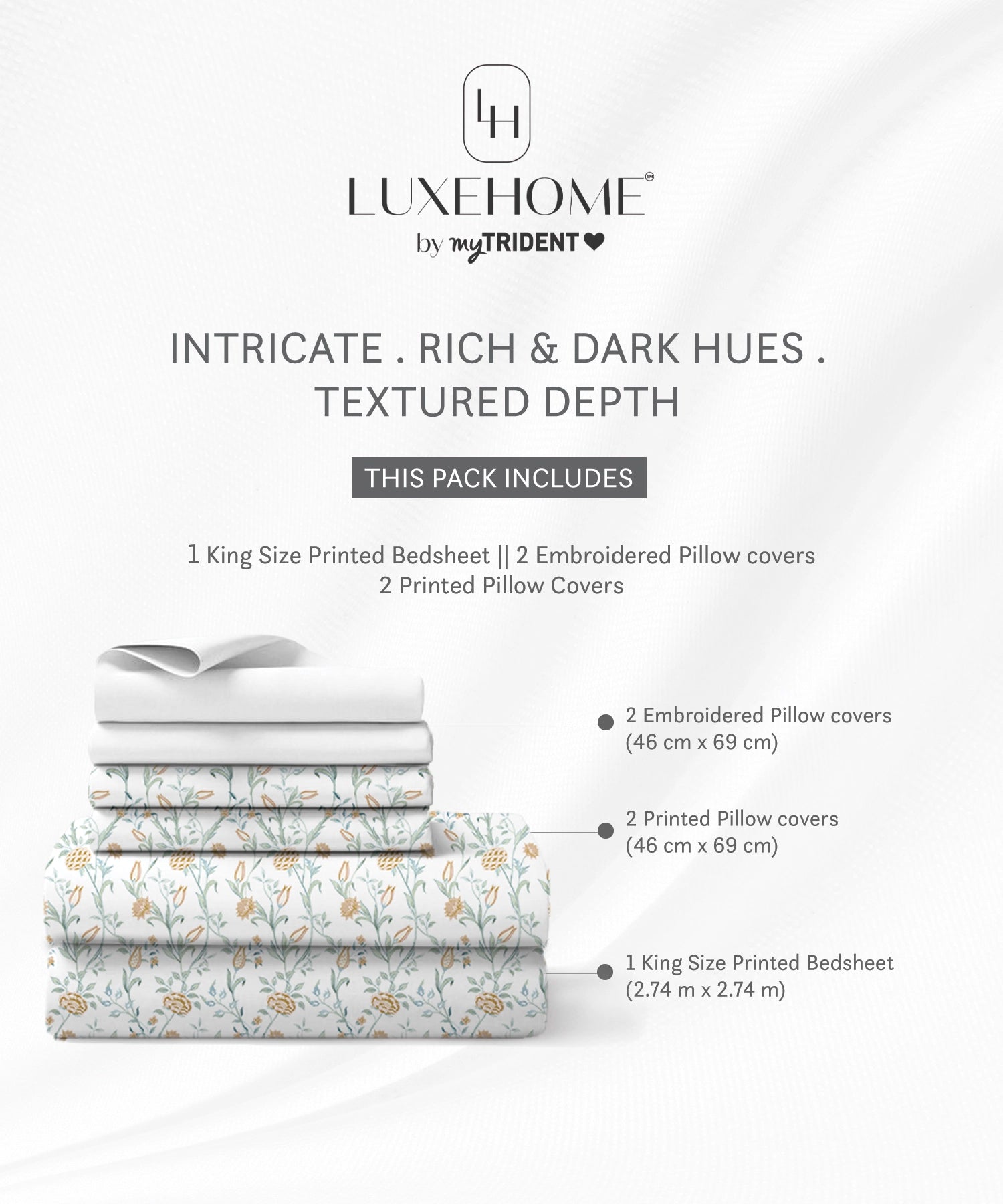 Luxe Home King Bedsheet, Amber|300 TC Cotton Bamboo|2 Pillow Covers