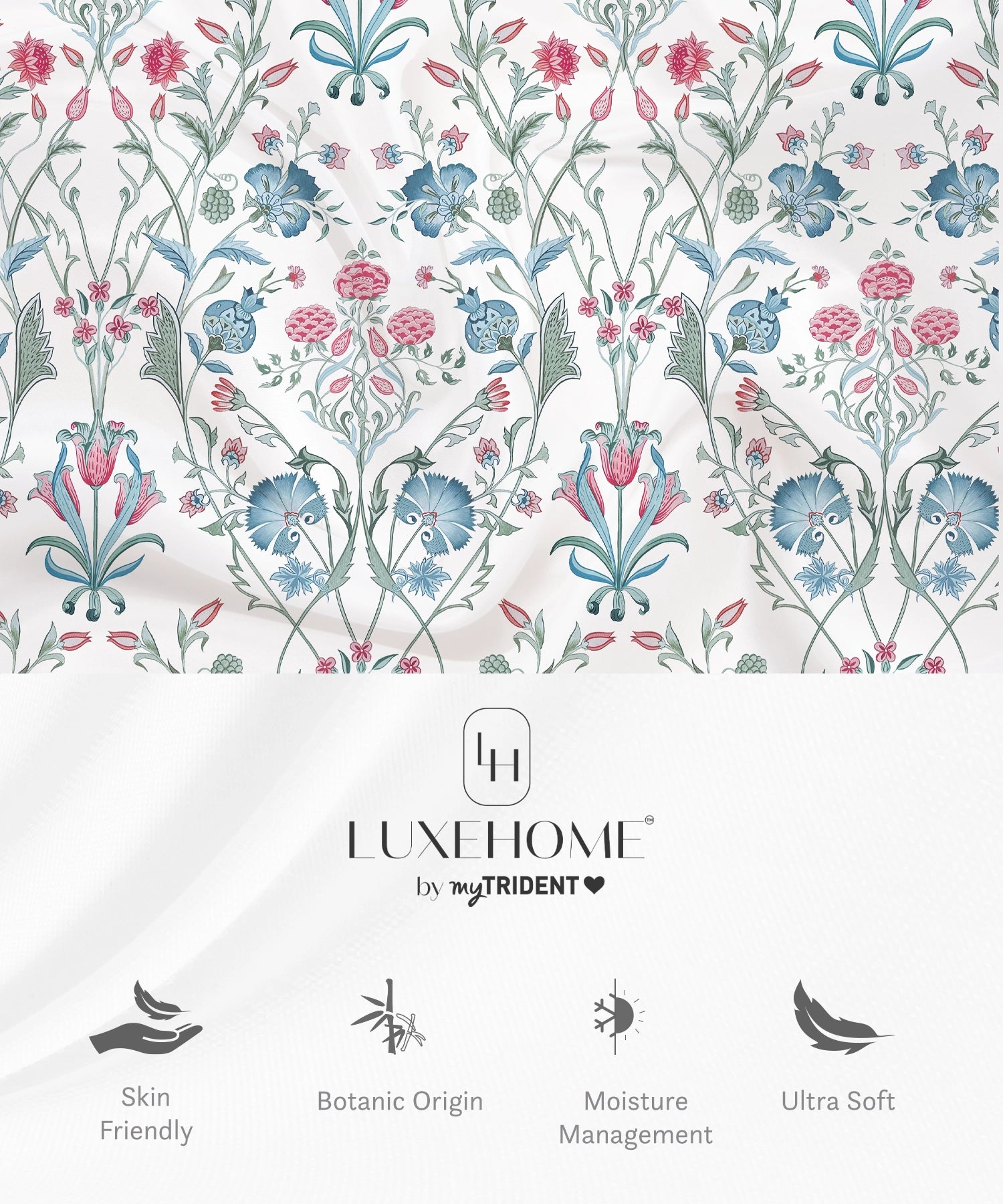 Luxe Home King Bedsheet, Khalij|300 TC Cotton Bamboo|2 Pillow Covers