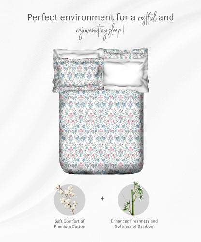 Luxe Home King Bedsheet, Khalij|300 TC Cotton Bamboo|2 Pillow Covers