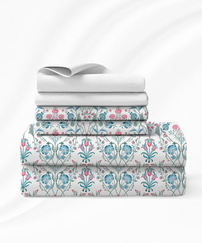 Luxe Home King Bedsheet, Khalij|300 TC Cotton Bamboo|4 Pillow Covers