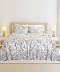 Luxe Home King Bedsheet, Morris Garden|300 TC Cotton Bamboo|4 Pillow Covers