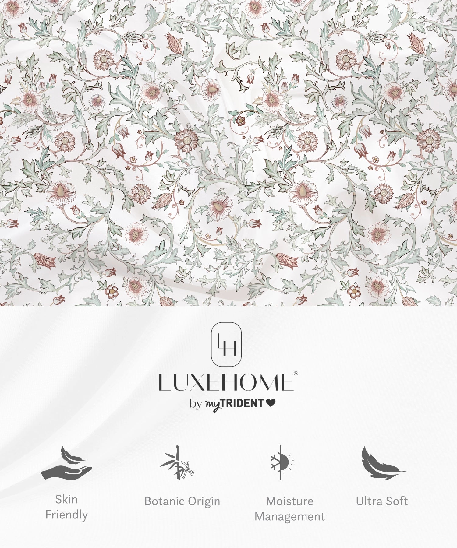 Luxe Home King Bedsheet, Ginni|300 TC Cotton Bamboo|2 Pillow Covers
