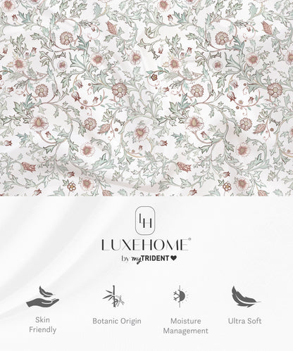 Luxe Home King Bedsheet, Ginni|300 TC Cotton Bamboo|2 Pillow Covers