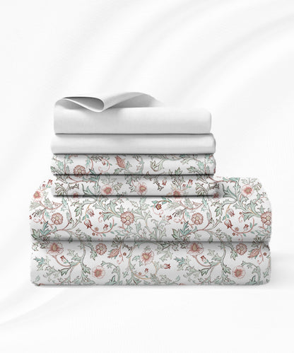 Luxe Home King Bedsheet, Ginni|300 TC Cotton Bamboo|2 Pillow Covers