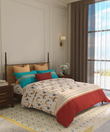 Home Essential Vasant King Bedsheet Gift Set|144 TC Cotton|Navodaya Red |2 Pillow Covers