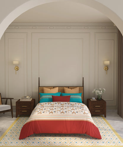 Home Essential Vasant King Bedsheet Gift Set|144 TC Cotton|Navodaya Red |2 Pillow Covers