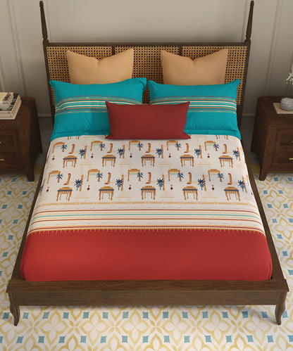 Home Essential Vasant King Bedsheet Gift Set|144 TC Cotton|Navodaya Red |2 Pillow Covers