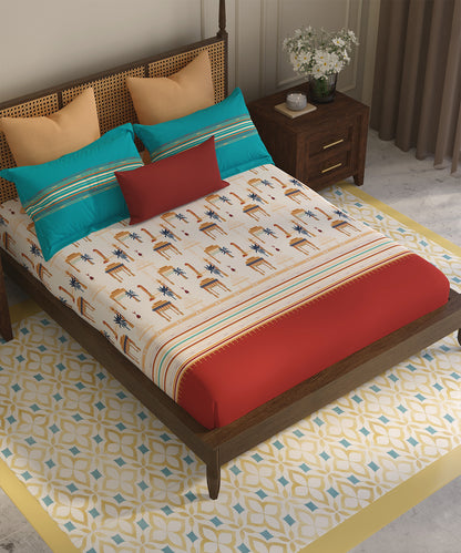 Home Essential Vasant King Bedsheet Gift Set|144 TC Cotton|Navodaya Red |2 Pillow Covers