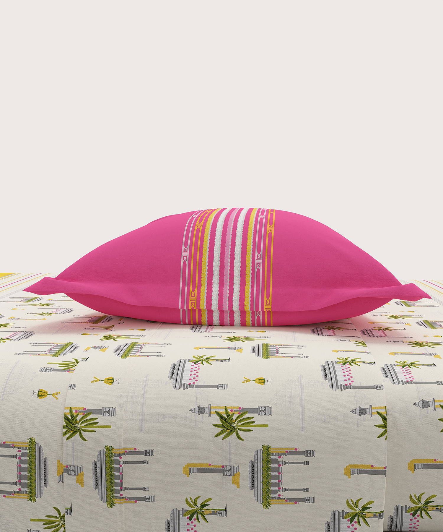 Home Essential Vasant King Bedsheet Gift Set|144 TC Cotton |Navodaya Yellow |2 Pillow Covers
