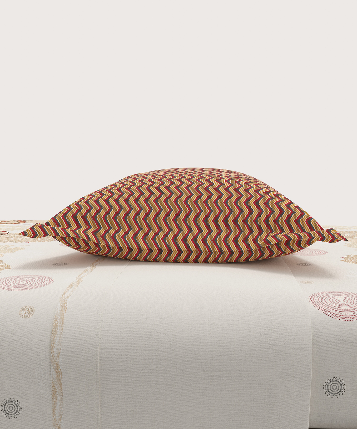 Home Essential Vasant King Bedsheet Gift Set|144 TC Cotton |Navvarsh Beige|2 Pillow Covers