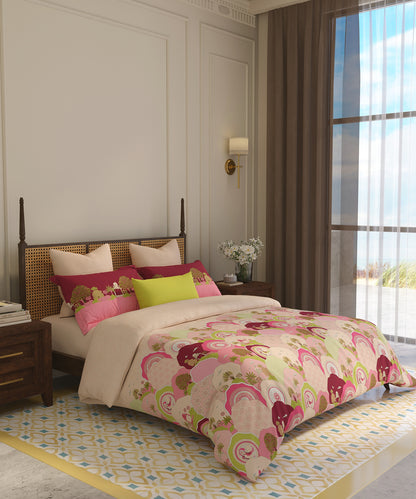 Home Essential Vasant King Bedsheet Gift Set|144 TC Cotton |Navya Pink|2 Pillow Covers