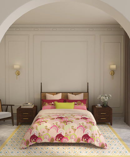 Home Essential Vasant King Bedsheet Gift Set|144 TC Cotton |Navya Pink|2 Pillow Covers