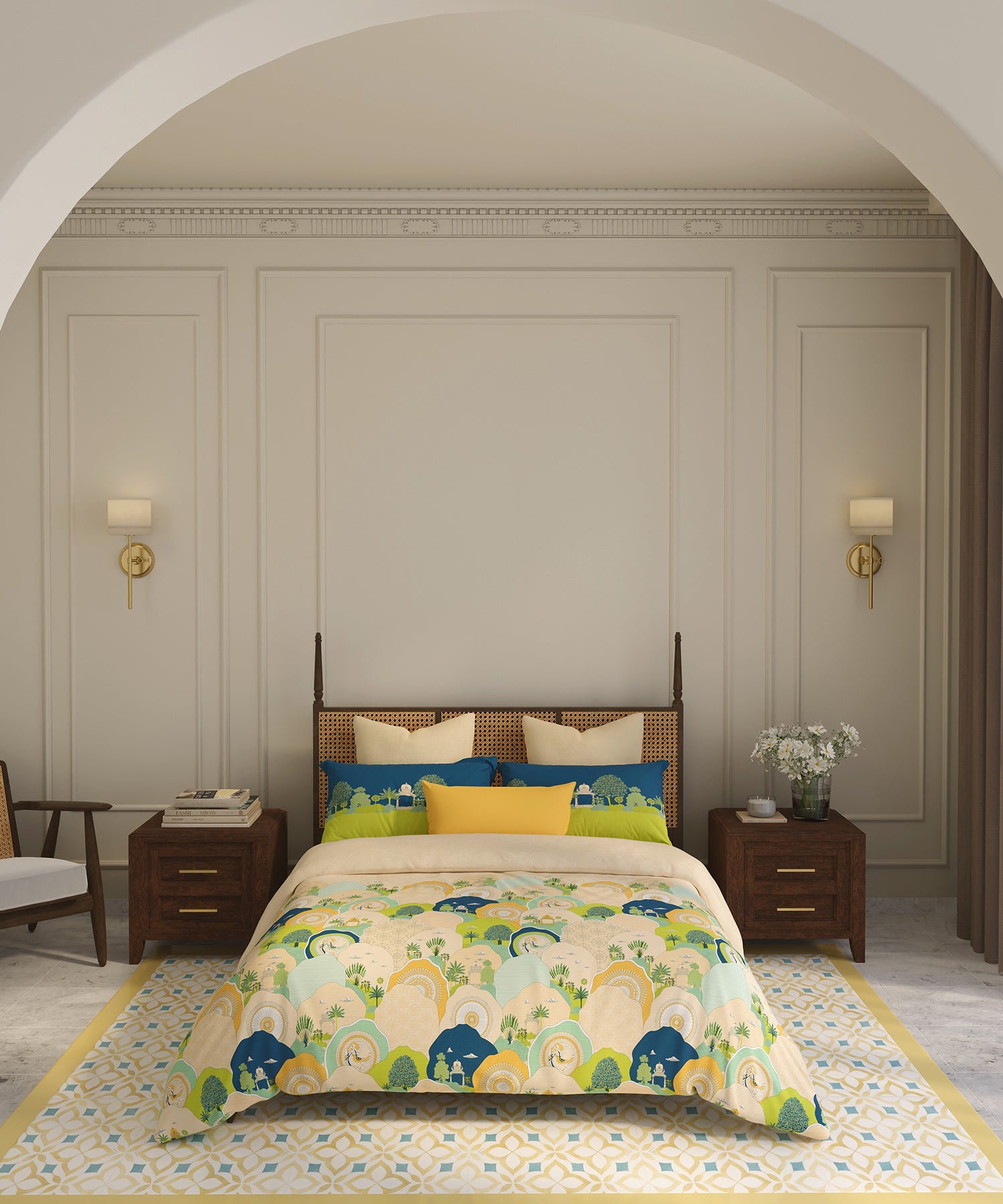 Home Essential Vasant King Bedsheet Gift Set|144 TC Cotton |Navya Peach|2 Pillow Covers