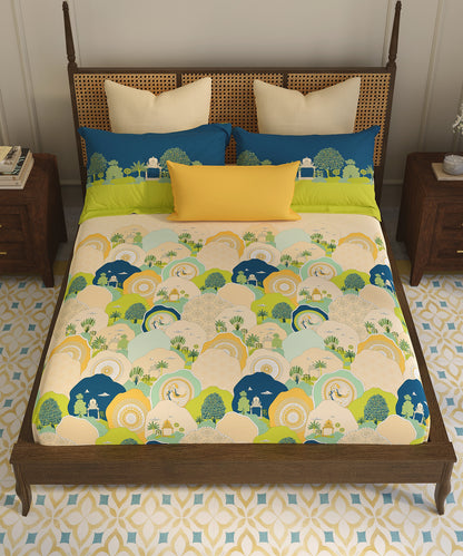 Home Essential Vasant King Bedsheet Gift Set|144 TC Cotton |Navya Peach|2 Pillow Covers
