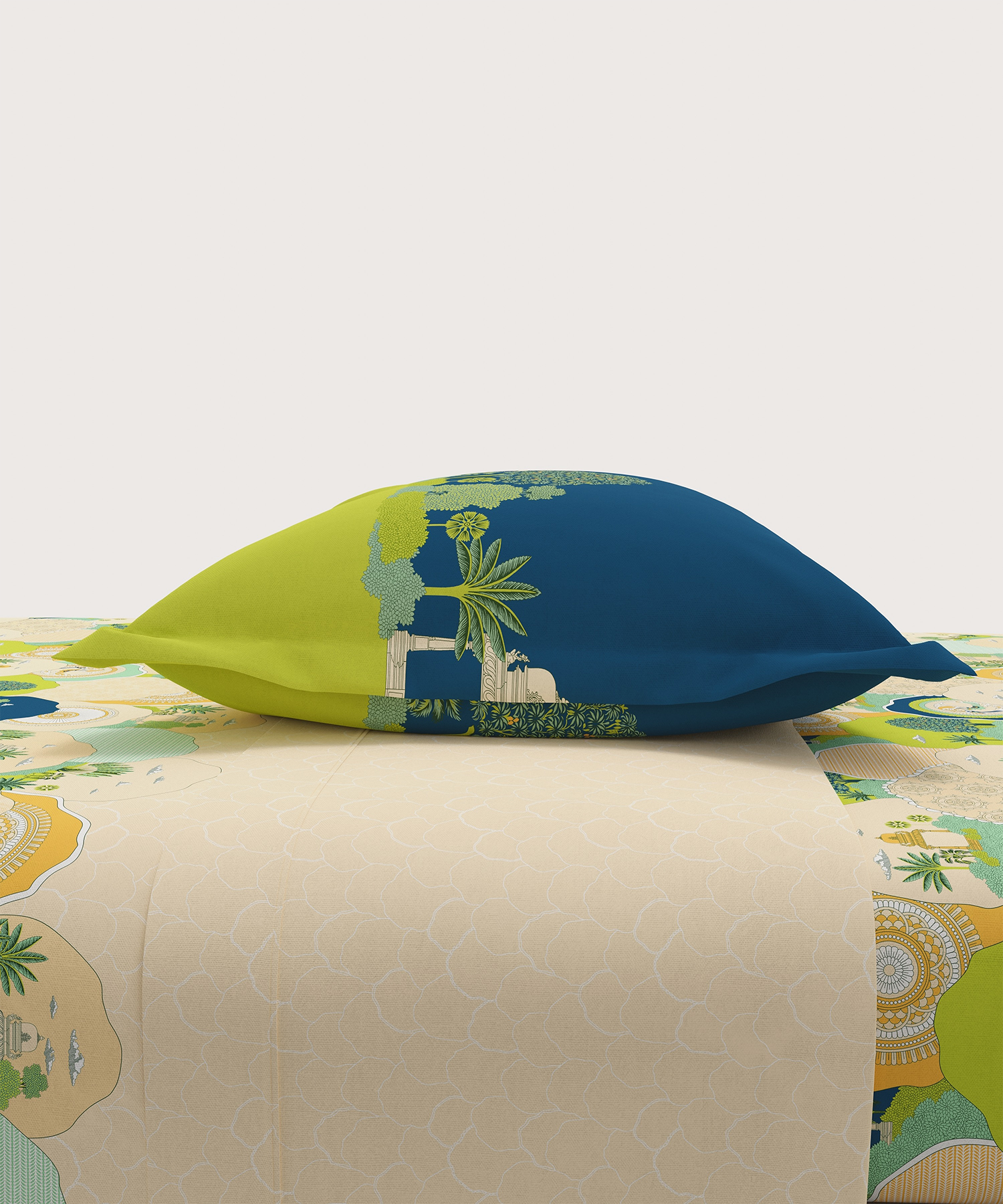 Home Essential Vasant King Bedsheet Gift Set|144 TC Cotton |Navya Peach|2 Pillow Covers