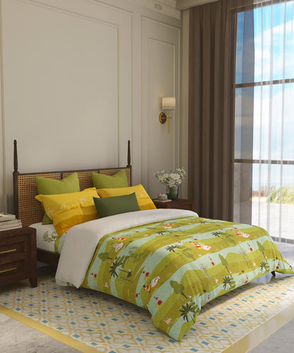 Home Essential Vasant King Bedsheet Gift Set|144 TC Cotton |Raasleela Green |2 Pillow Covers