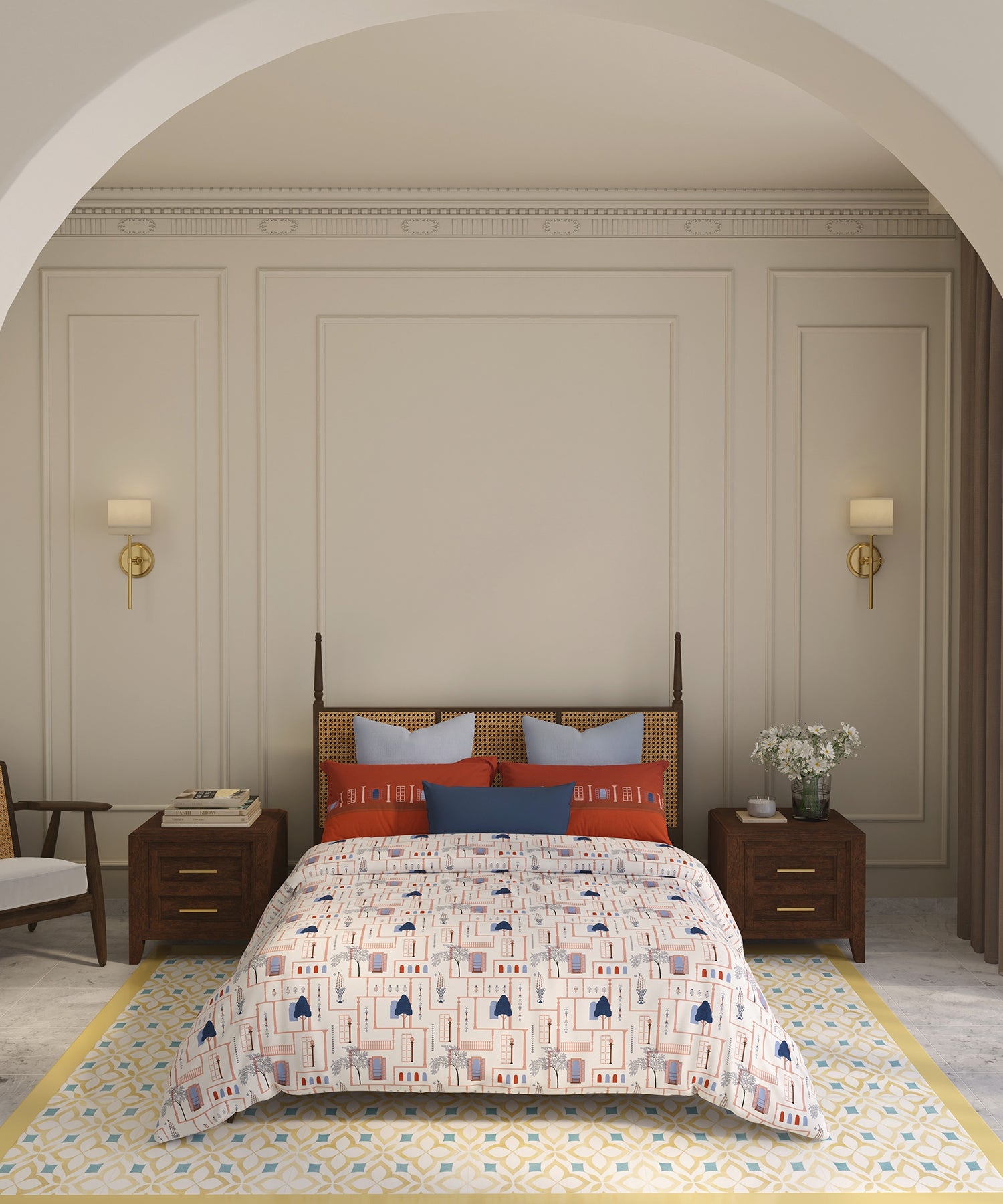 Home Essential Vasant King Bedsheet Gift Set|144 TC Cotton |Siddhi Crimson |2 Pillow Covers
