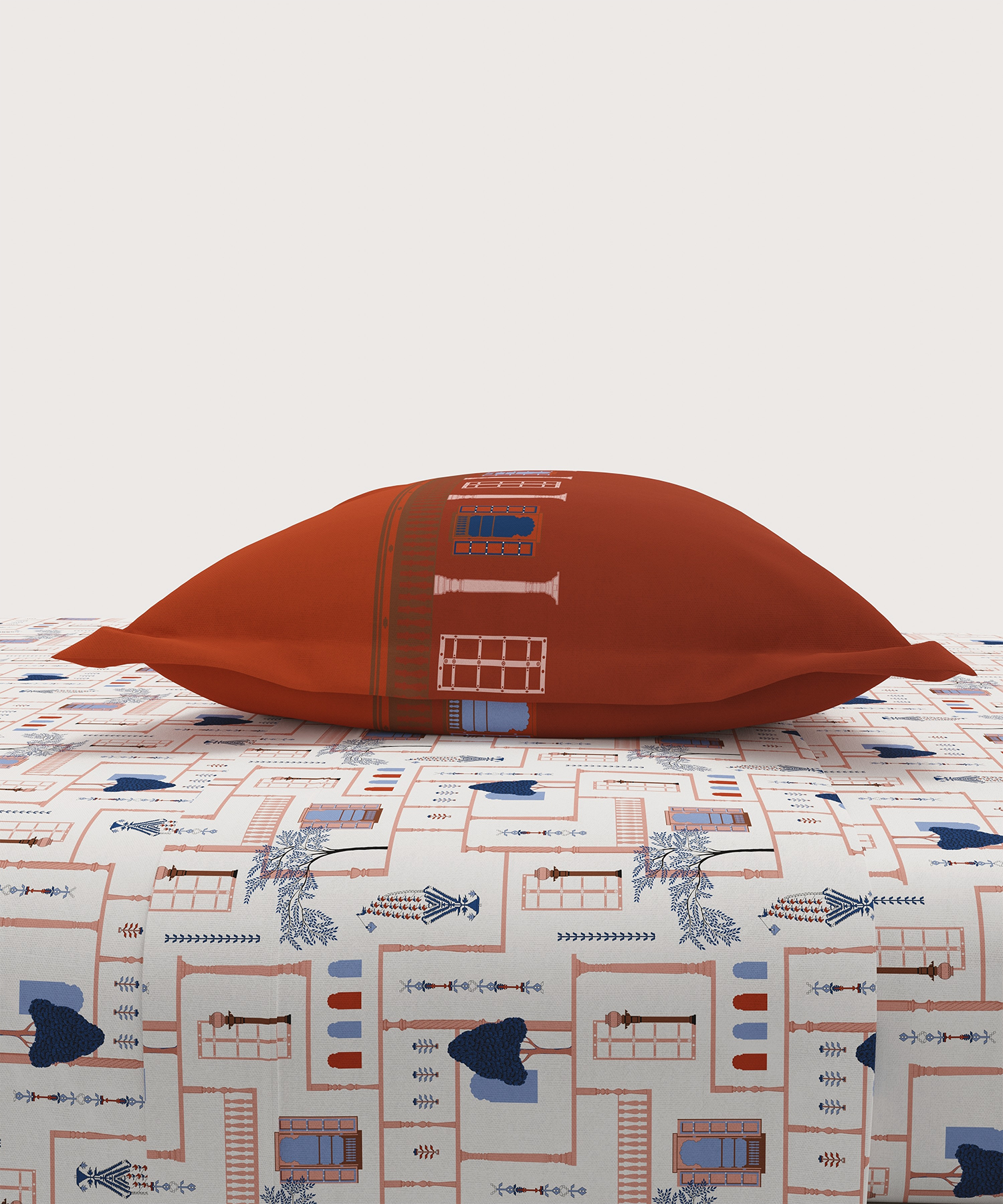 Home Essential Vasant King Bedsheet Gift Set|144 TC Cotton |Siddhi Crimson |2 Pillow Covers