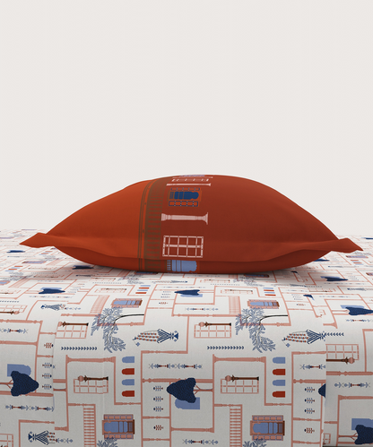 Home Essential Vasant King Bedsheet Gift Set|144 TC Cotton |Siddhi Crimson |2 Pillow Covers