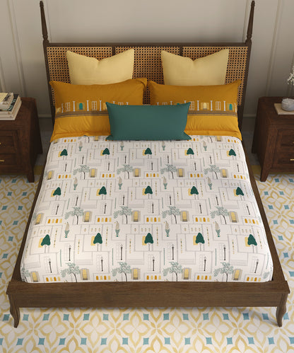 Home Essential Vasant King Bedsheet Gift Set|144 TC Cotton |Siddhi Grey |2 Pillow Covers