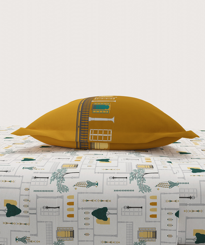 Home Essential Vasant King Bedsheet Gift Set|144 TC Cotton |Siddhi Grey |2 Pillow Covers