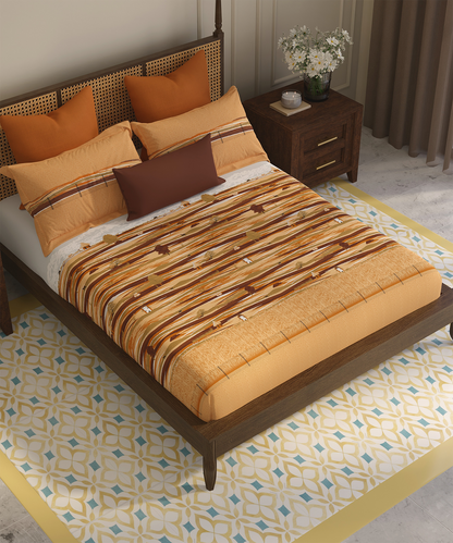 Home Essential Vasant King Bedsheet Gift Set|144 TC Cotton |Upaj Brown |2 Pillow Covers