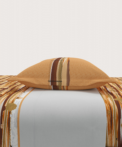 Home Essential Vasant King Bedsheet Gift Set|144 TC Cotton |Upaj Brown |2 Pillow Covers