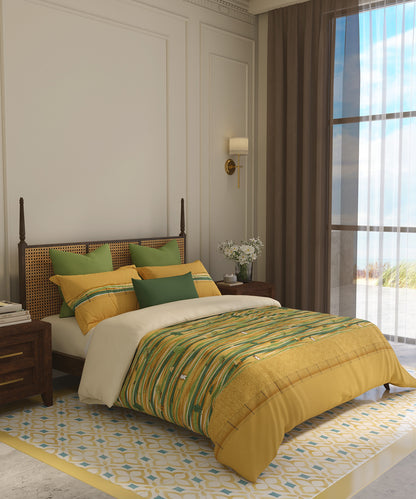 Home Essential Vasant King Bedsheet Gift Set|144 TC Cotton |Upaj Sand |2 Pillow Covers