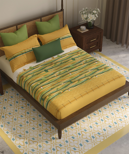 Home Essential Vasant King Bedsheet Gift Set|144 TC Cotton |Upaj Sand |2 Pillow Covers