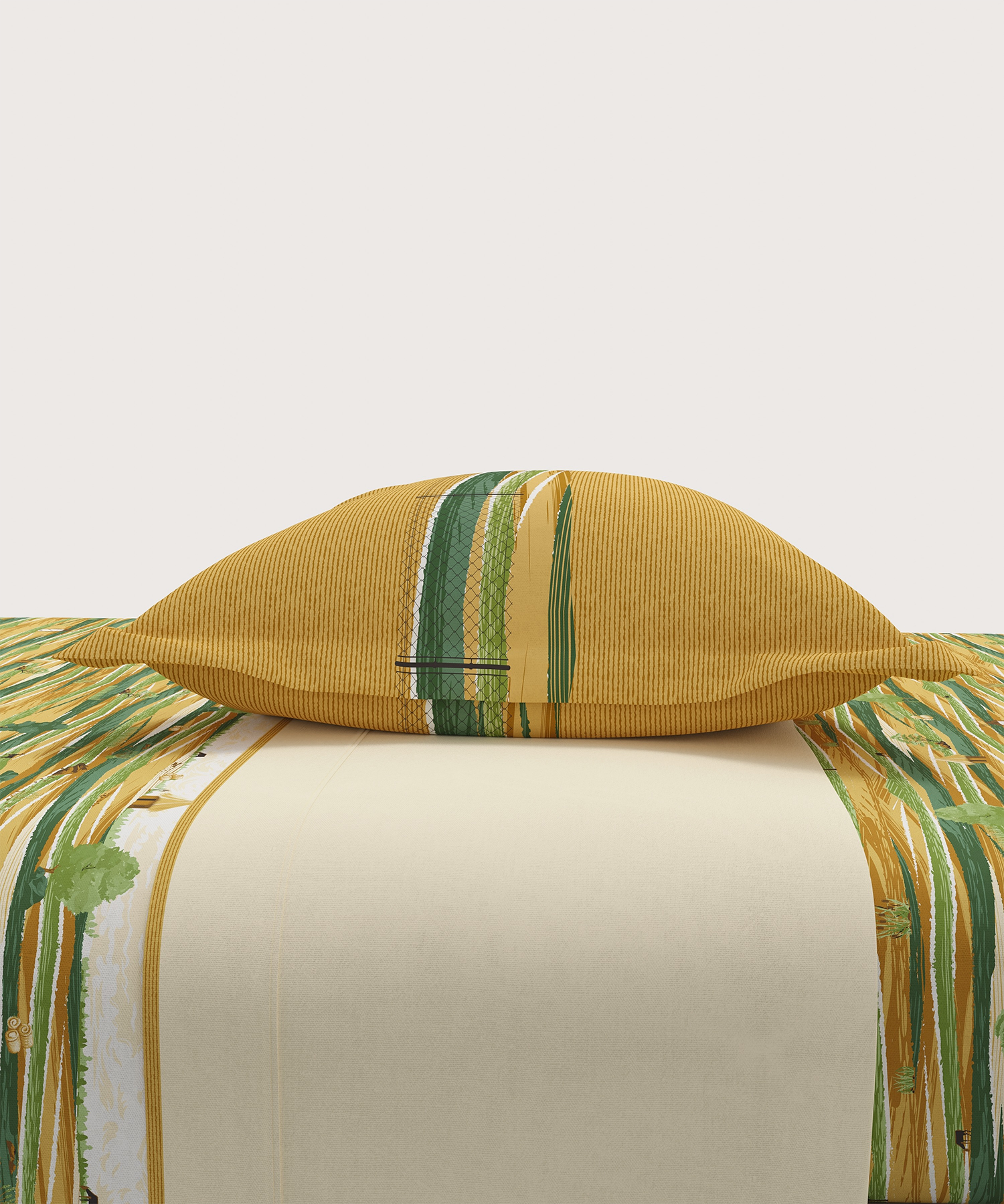 Home Essential Vasant King Bedsheet Gift Set|144 TC Cotton |Upaj Sand |2 Pillow Covers