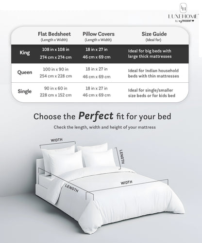 Luxe Home King Bedsheet, Aurelia|600 TC Cotton|4 Pillow Covers