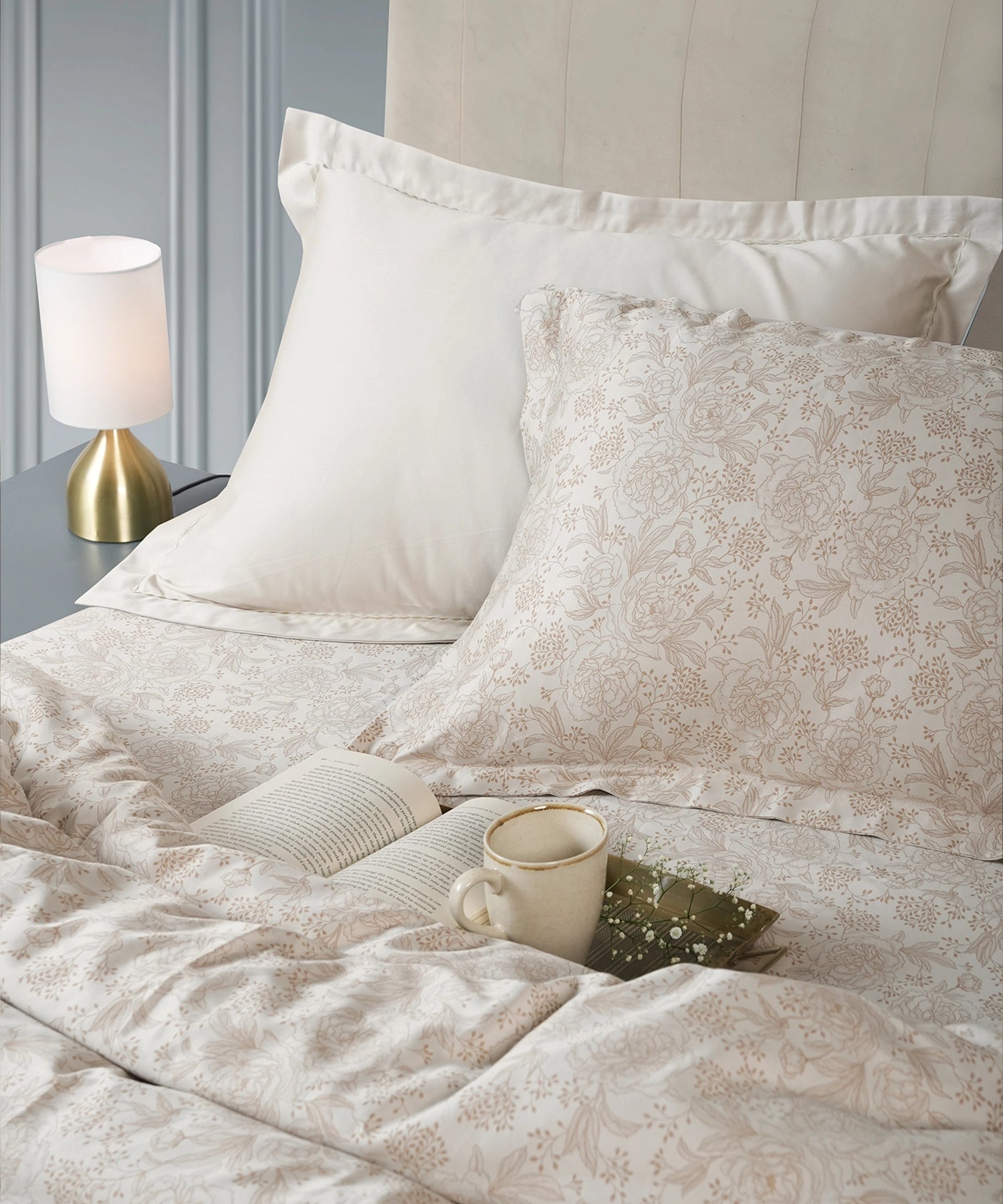 Luxe Home King Bedsheet, Solace|600 TC Cotton|4 Pillow Covers