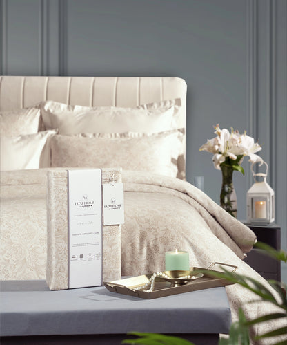 Luxe Home King Bedsheet, Solace|600 TC Cotton|4 Pillow Covers