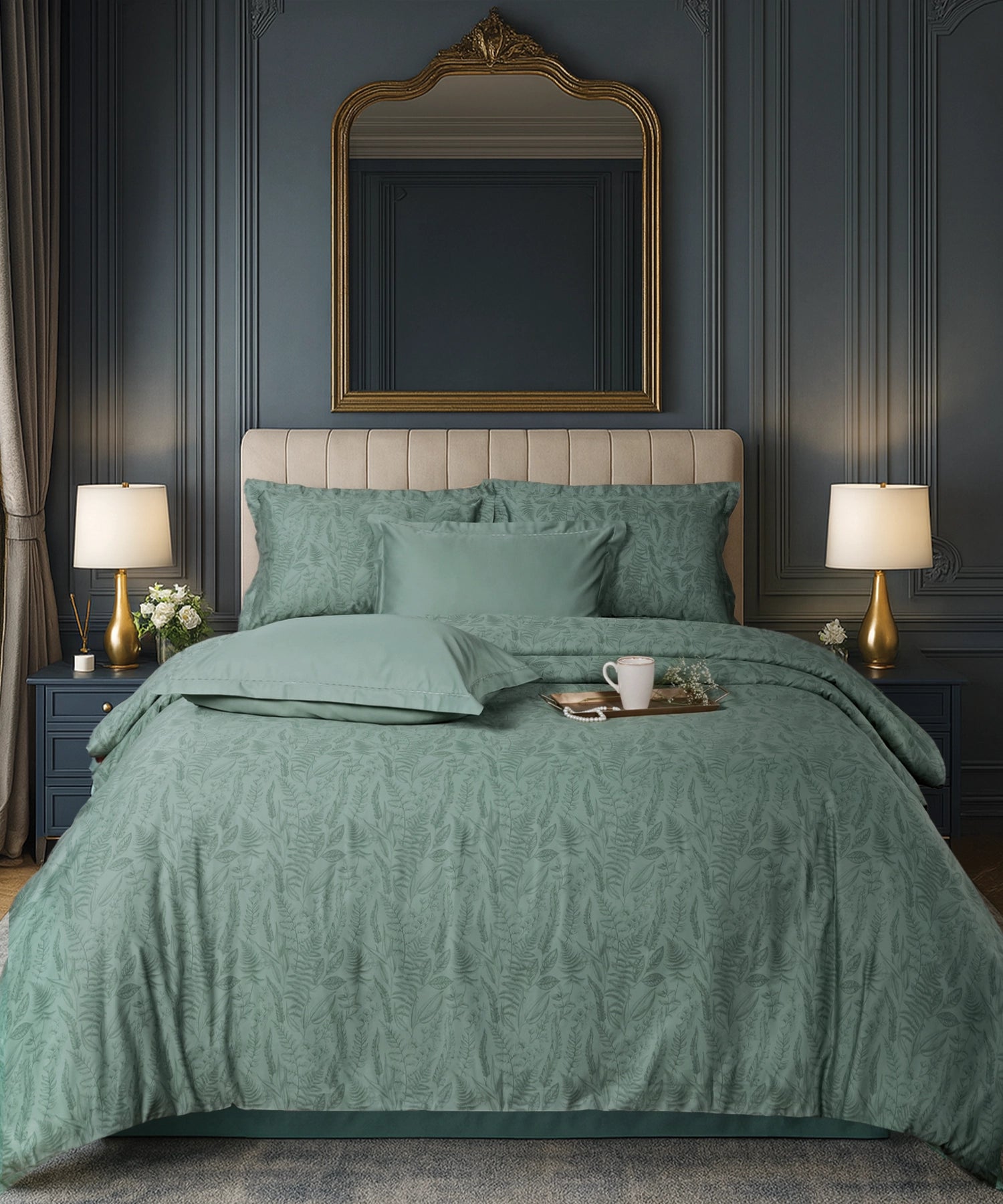 Luxe Home King Bedsheet, Noire|600 TC Cotton|4 Pillow Covers