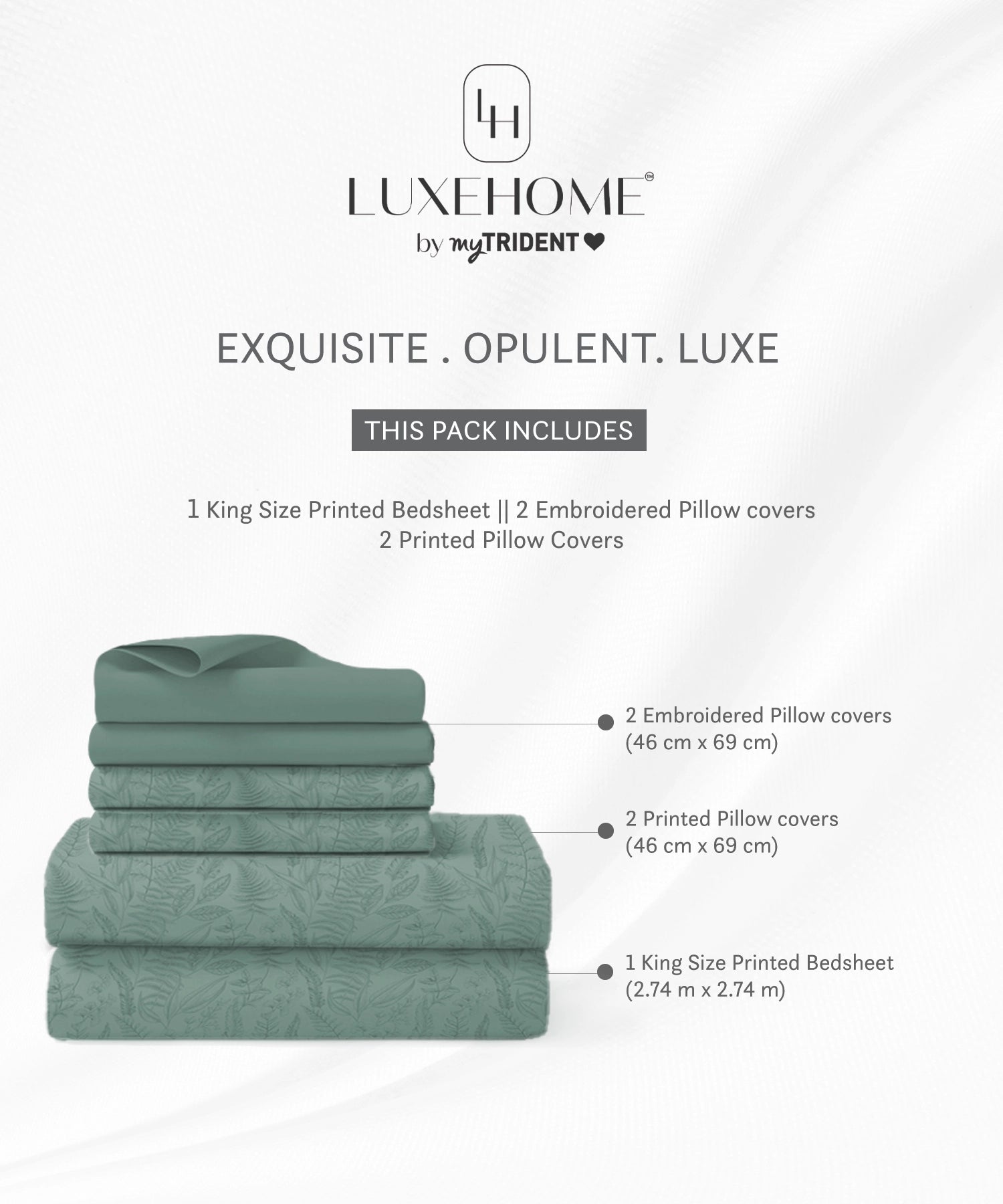Luxe Home King Bedsheet, Noire|600 TC Cotton|4 Pillow Covers