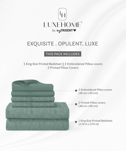 Luxe Home King Bedsheet, Noire|600 TC Cotton|4 Pillow Covers