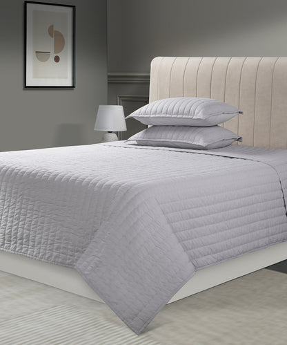 Nectarsoft Italian Retreat King Bedcover Set, S Grey|90 GSM Cotton|3 Pc Set