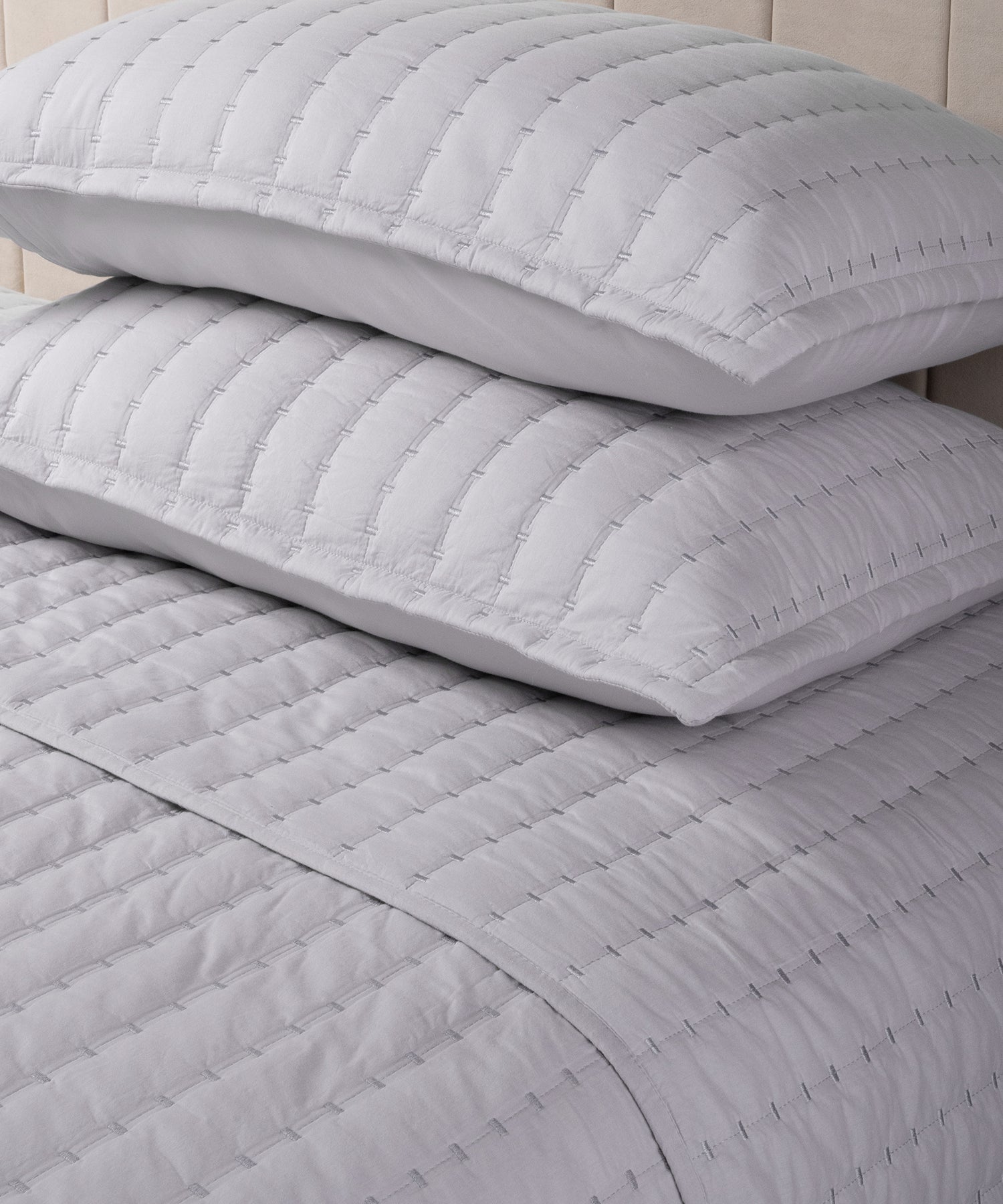 Nectarsoft Italian Retreat King Bedcover Set, S Grey|90 GSM Cotton|3 Pc Set