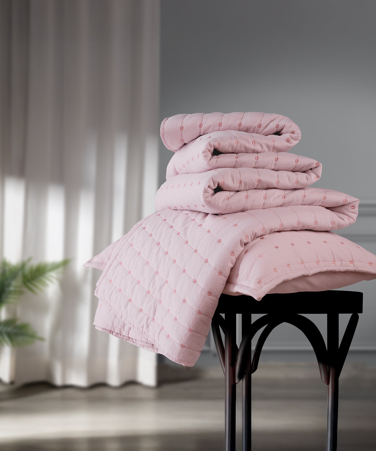 Nectarsoft Italian Retreat King Bedcover Set, Blush|90 GSM Cotton|3 Pc Set