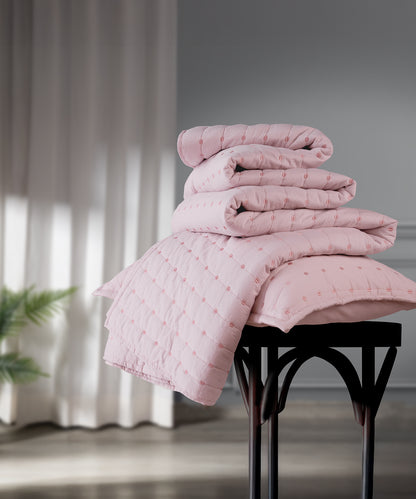 Nectarsoft Italian Retreat King Bedcover Set, Blush|90 GSM Cotton|3 Pc Set