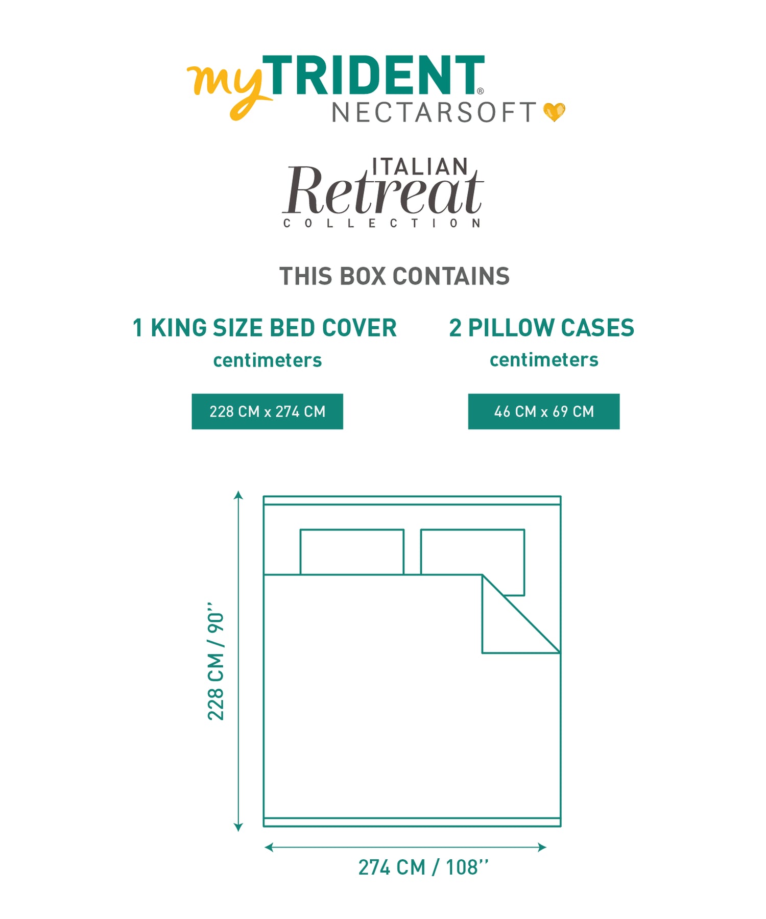 Nectarsoft Italian Retreat King Bedcover Set, Blush|90 GSM Cotton|3 Pc Set