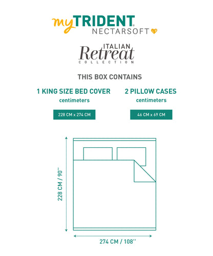 Nectarsoft Italian Retreat King Bedcover Set, Blush|90 GSM Cotton|3 Pc Set